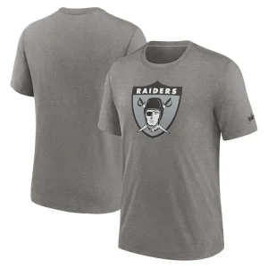 Las vegas raiders nike rewind logo tri blend t shirt Heather charcoal