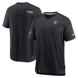 Las vegas raiders nike sideline coach chevron lock up logo v neck performance t shirt Black