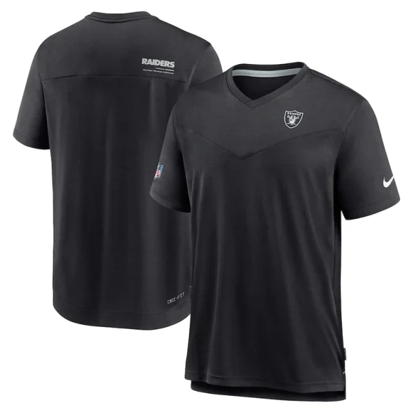 Las vegas raiders nike sideline coach chevron lock up logo v neck performance t shirt Black