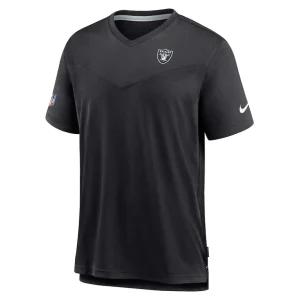 Las vegas raiders nike sideline coach chevron lock up logo v neck performance t shirt Black S