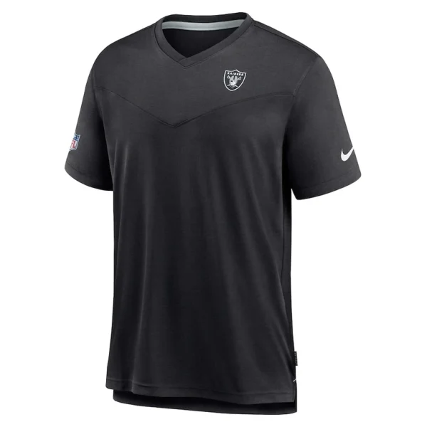 Las vegas raiders nike sideline coach chevron lock up logo v neck performance t shirt Black S
