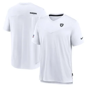 Las vegas raiders nike sideline coach chevron lock up logo v neck performance t shirt Gray