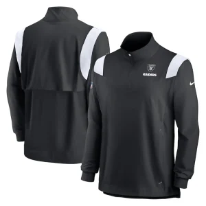 Las vegas raiders nike sideline coach chevron lockup quarter zip long sleeve top Black