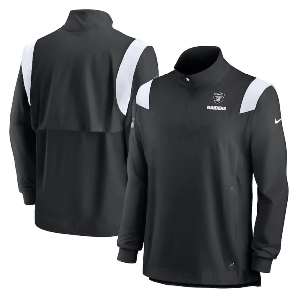 Las vegas raiders nike sideline coach chevron lockup quarter zip long sleeve top Black