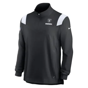 Las vegas raiders nike sideline coach chevron lockup quarter zip long sleeve top Black M