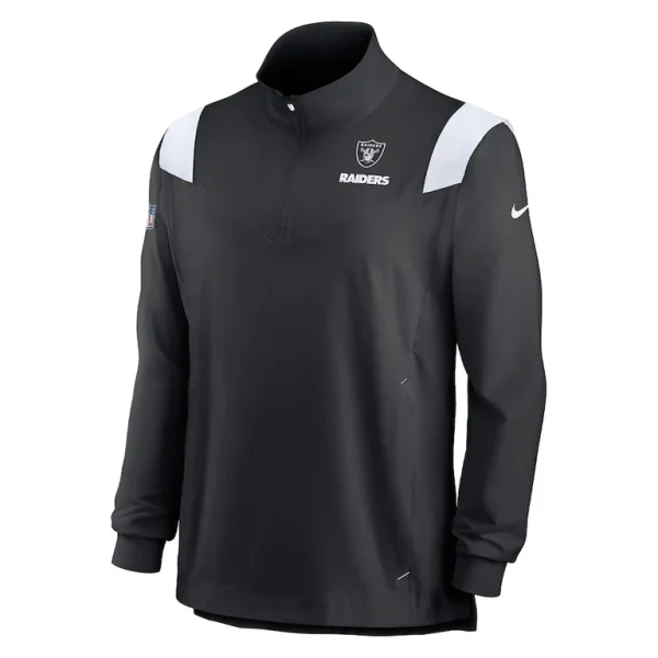 Las vegas raiders nike sideline coach chevron lockup quarter zip long sleeve top Black M