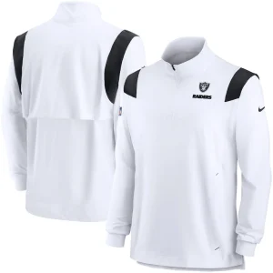 Las vegas raiders nike sideline coach chevron lockup quarter zip long sleeve top White