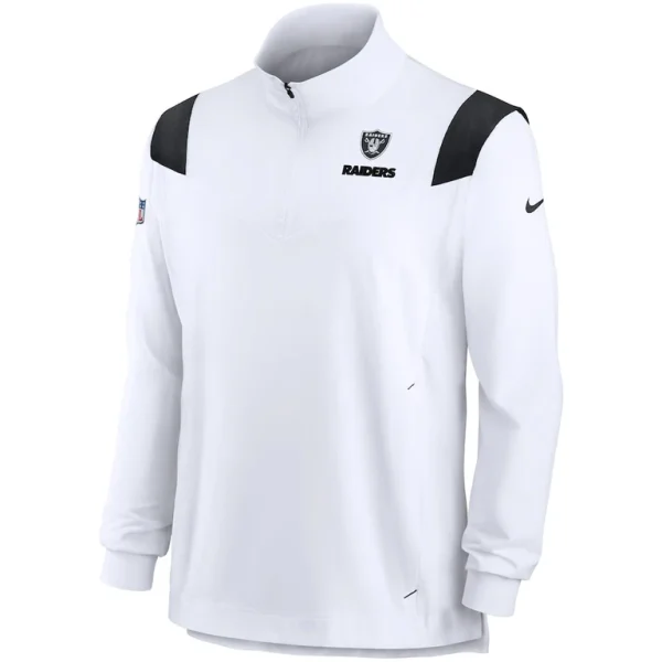 Las vegas raiders nike sideline coach chevron lockup quarter zip long sleeve top White M