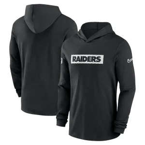 Las vegas raiders nike sideline hoodie performance long sleeve t shirt Black