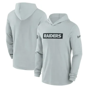Las vegas raiders nike sideline hoodie performance long sleeve t shirt Gray