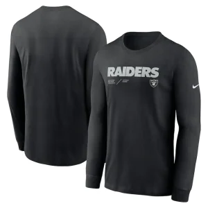 Las vegas raiders nike sideline infograph lock up performance long sleeve t shirt Black