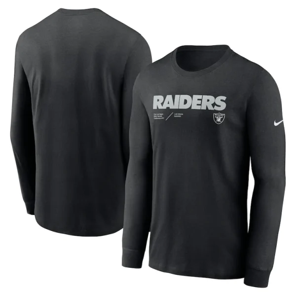 Las vegas raiders nike sideline infograph lock up performance long sleeve t shirt Black