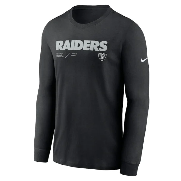 Las vegas raiders nike sideline infograph lock up performance long sleeve t shirt Black S