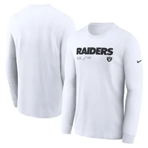 Las vegas raiders nike sideline infograph lock up performance long sleeve t shirt White