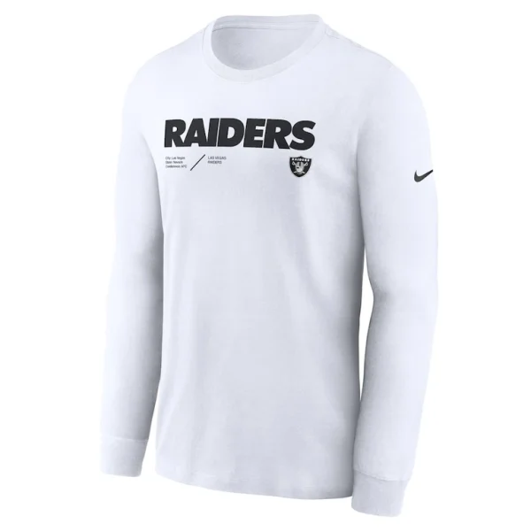 Las vegas raiders nike sideline infograph lock up performance long sleeve t shirt White S