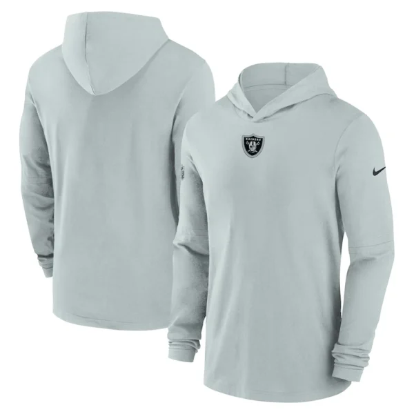 Las vegas raiders nike sideline performance long sleeve hoodie t shirt Silver