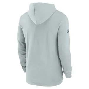 Las vegas raiders nike sideline performance long sleeve hoodie t shirt Silver L