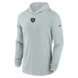 Las vegas raiders nike sideline performance long sleeve hoodie t shirt Silver M