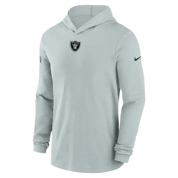 Las vegas raiders nike sideline performance long sleeve hoodie t shirt Silver M