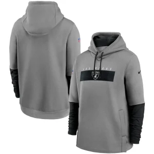 Las vegas raiders nike sideline playbook performance pullover hoodie Heathered grayblack