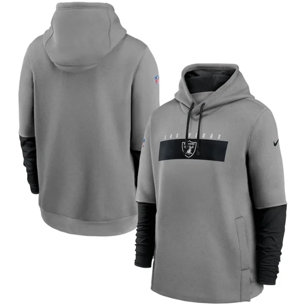 Las vegas raiders nike sideline playbook performance pullover hoodie Heathered grayblack