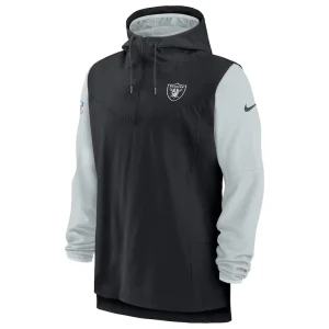 Las vegas raiders nike sideline player quarter zip hoodie jacket Blacksilver M