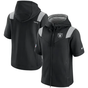 Las vegas raiders nike sideline showout short sleeve full zip hoodie Black