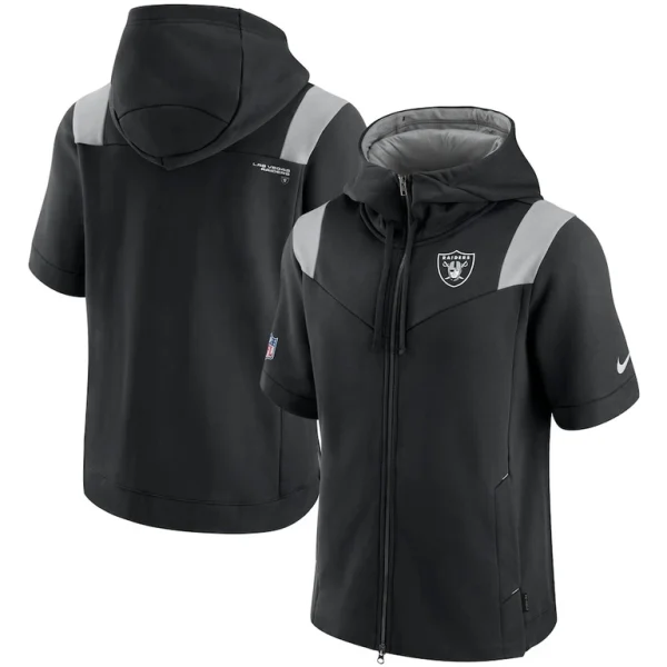 Las vegas raiders nike sideline showout short sleeve full zip hoodie Black
