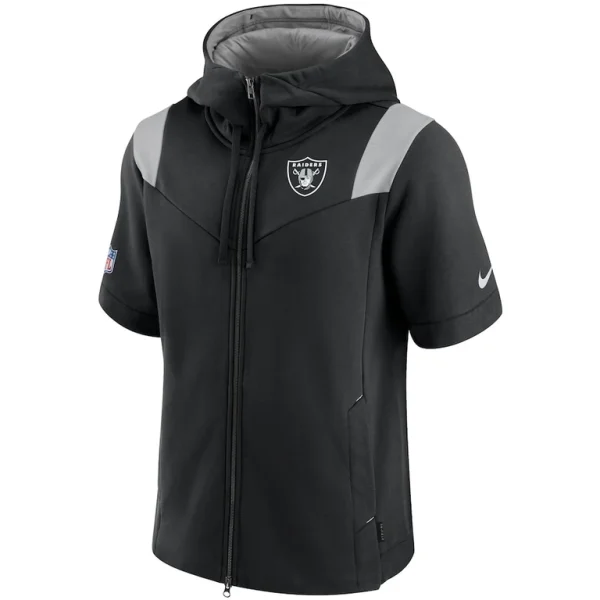 Las vegas raiders nike sideline showout short sleeve full zip hoodie Black M