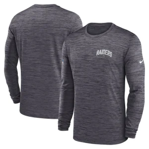 Las vegas raiders nike sideline velocity athletic stack performance long sleeve t shirt Charcoal