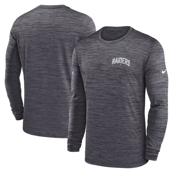 Las vegas raiders nike sideline velocity athletic stack performance long sleeve t shirt Charcoal