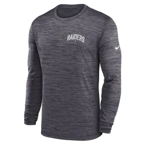 Las vegas raiders nike sideline velocity athletic stack performance long sleeve t shirt Charcoal M
