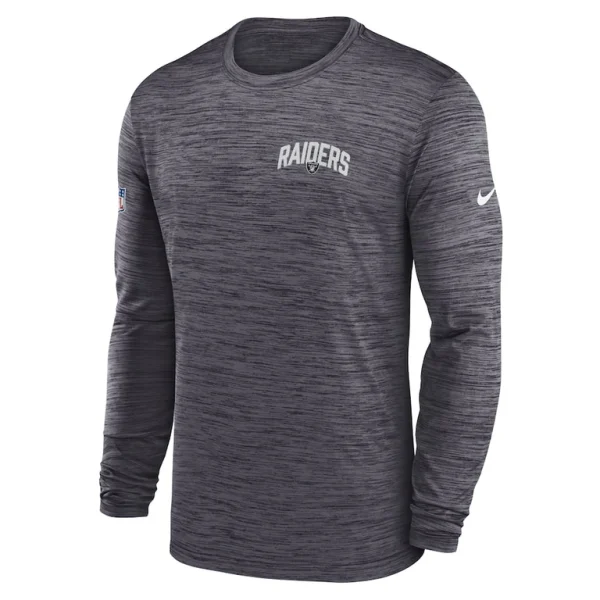 Las vegas raiders nike sideline velocity athletic stack performance long sleeve t shirt Charcoal M