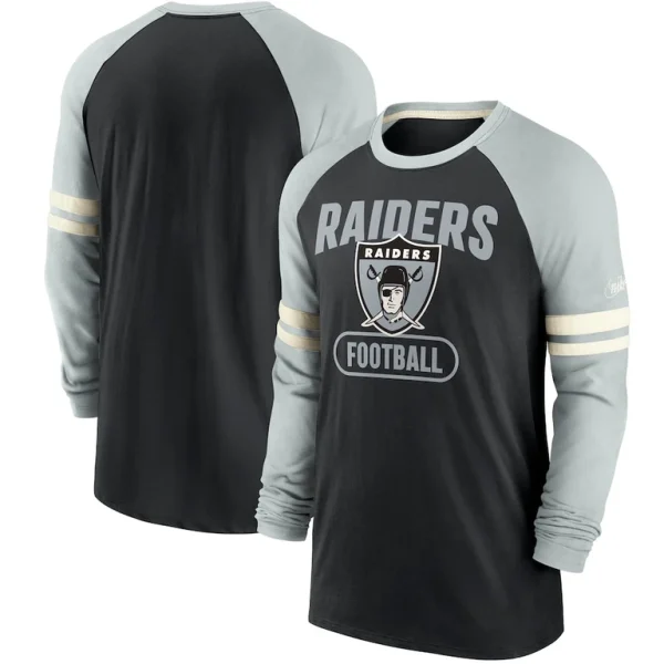 Las vegas raiders nike throwback raglan long sleeve t shirt Blacksilver