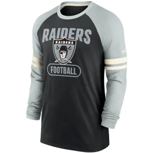 Las vegas raiders nike throwback raglan long sleeve t shirt Blacksilver M