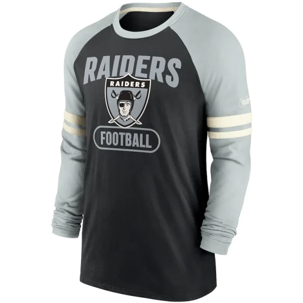 Las vegas raiders nike throwback raglan long sleeve t shirt Blacksilver M