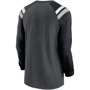 Las vegas raiders nike tri blend raglan athletic long sleeve fashion t shirt Heathered charcoalblack L