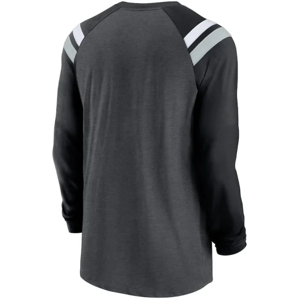 Las vegas raiders nike tri blend raglan athletic long sleeve fashion t shirt Heathered charcoalblack L
