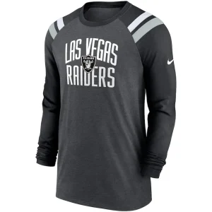 Las vegas raiders nike tri blend raglan athletic long sleeve fashion t shirt Heathered charcoalblack M