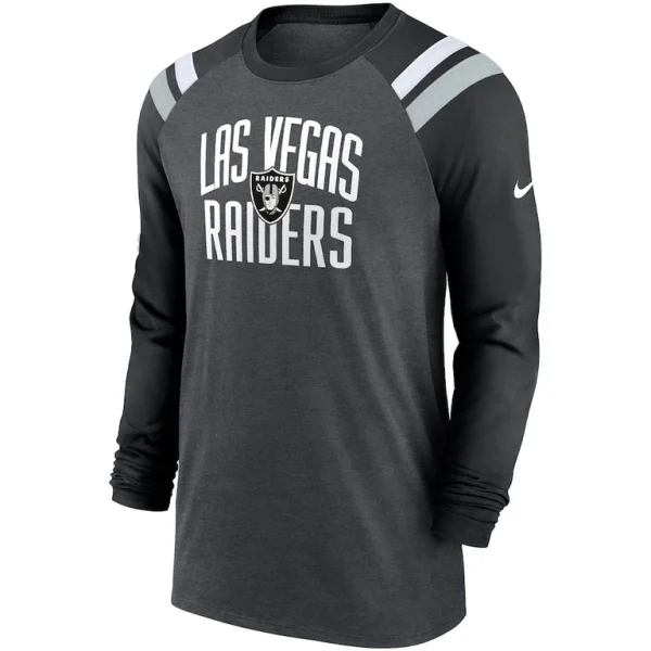 Las vegas raiders nike tri blend raglan athletic long sleeve fashion t shirt Heathered charcoalblack M