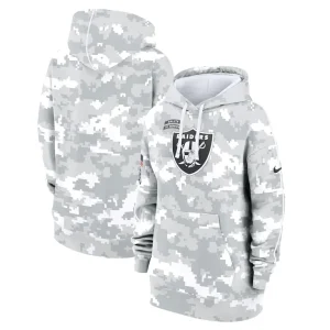 Las vegas raiders nike womens 2024 salute to service club fleece oversized pullover hoodie Arctic camo