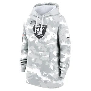 Las vegas raiders nike womens 2024 salute to service club fleece oversized pullover hoodie Arctic camo S