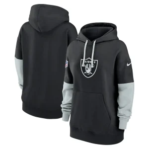 Las vegas raiders nike womens 2024 sideline essential fleece pullover hoodie Black