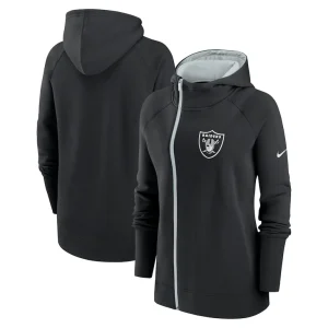 Las vegas raiders nike womens asymmetrical raglan full zip hoodie Black