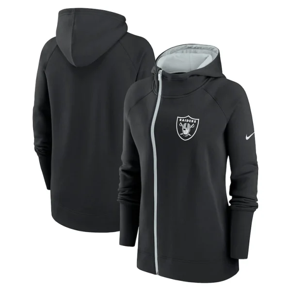 Las vegas raiders nike womens asymmetrical raglan full zip hoodie Black