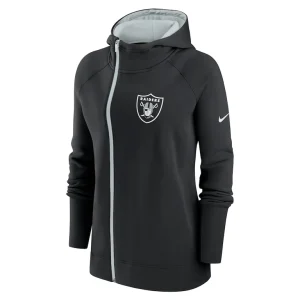 Las vegas raiders nike womens asymmetrical raglan full zip hoodie Black S