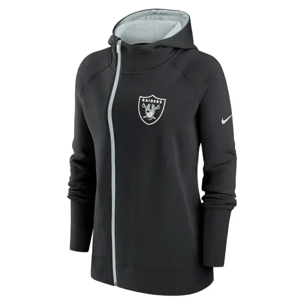 Las vegas raiders nike womens asymmetrical raglan full zip hoodie Black S
