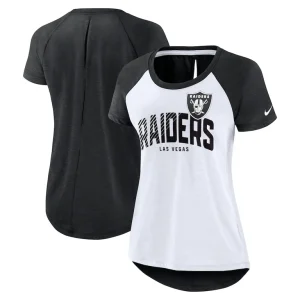 Las vegas raiders nike womens back slit lightweight fashion t shirt Whiteheather scarlet