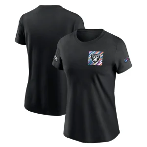 Las vegas raiders nike womens crucial catch sideline tri blend t shirt Black