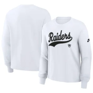 Las vegas raiders nike womens essential long sleeve boxy t shirt White
